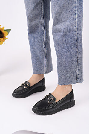 Muggo POLARA Kalın Taban Toka Detaylı Kadın Günlük Loafer Ayakkabı 