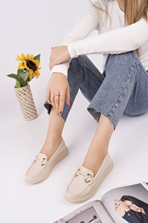 Muggo POLARA Kalın Taban Toka Detaylı Kadın Günlük Loafer Ayakkabı 