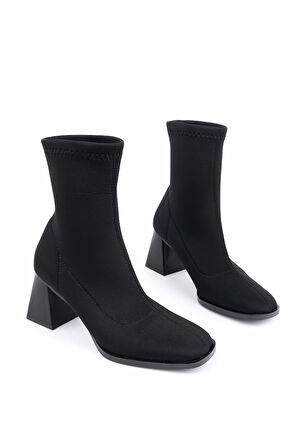 Muggo CRYON Küt Burun Kalın Topuklu Kadın Streç Bot