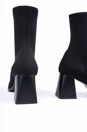 Muggo CRYON Küt Burun Kalın Topuklu Kadın Streç Bot