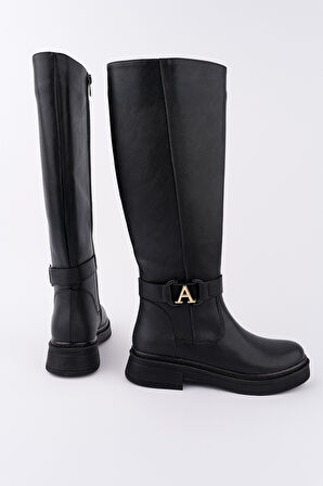 Muggo AVENTRA Kemer ve Toka Detaylı Fermuarlı Kadın Çizme