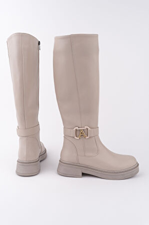 Muggo AVENTRA Kemer ve Toka Detaylı Fermuarlı Kadın Çizme