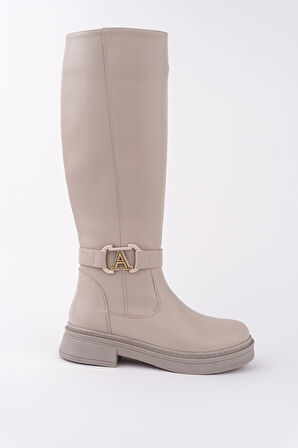 Muggo AVENTRA Kemer ve Toka Detaylı Fermuarlı Kadın Çizme