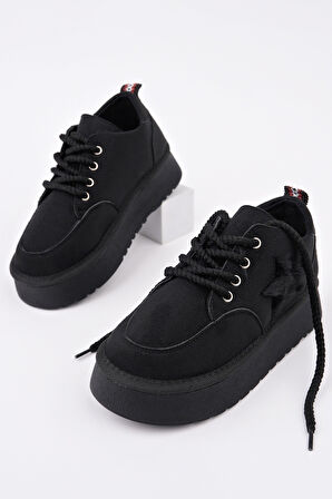 Muggo TRUNKS Kalın Taban Bağcıklı Yıldız Detaylı Çocuk Kışlık Sneaker Spor Ayakkabı