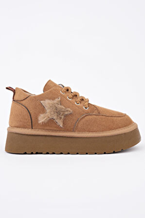 Muggo TRUNKS Kalın Taban Bağcıklı Yıldız Detaylı Çocuk Kışlık Sneaker Spor Ayakkabı