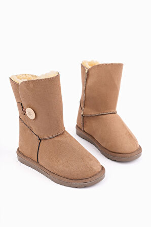 Muggo KİDDY Düğmeli Kürklü Çocuk Kışlık Bot