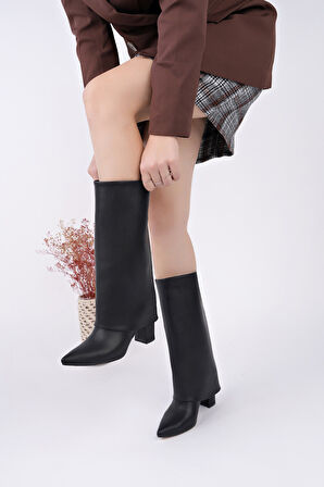 Muggo REBECA Sivri Burun Kalın Topuklu Kadın Çizme