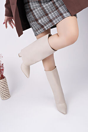 Muggo REBECA Sivri Burun Kalın Topuklu Kadın Çizme