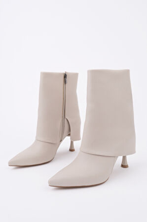 Muggo MARLA Sivri Burun İnce Topuklu Fermuarlı Kadın Bot