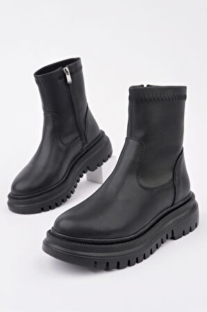 Muggo PİTA Kalın Taban Fermuarlı Kadın Bot