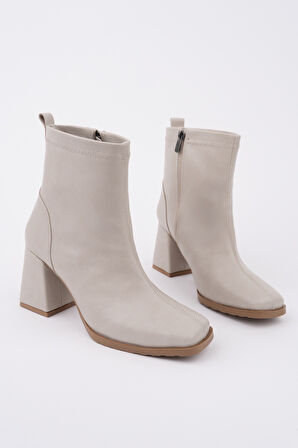 Muggo LUCİE Küt Burun Kalın Topuklu Fermuarlı Kadın Bot