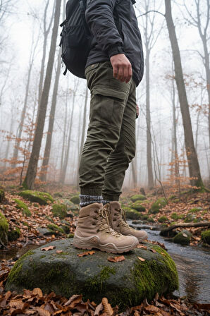 Muggo RANGER Tactical Askeri Fermuarlı ve Bağcıklı Postal Çöl Botu