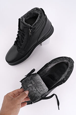 Muggo TİTAN Hakiki Deri İçi Kürklü Fermuarlı ve Bağcıklı Erkek Kışlık Bot