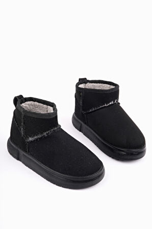 Muggo DİPPERY Çocuk Kalın Taban İçi Tüylü Günlük Mini Yarım Bot