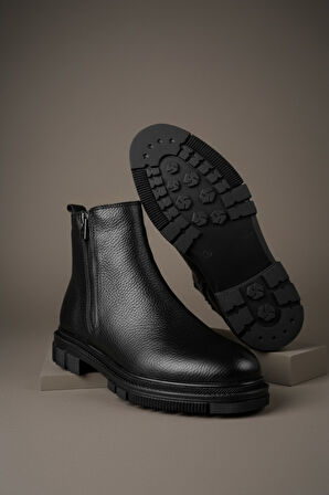 Muggo CHELSEY Hakiki Deri Çift Fermuarlı Erkek Kışlık Bot