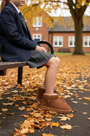 Muggo FROZİE Çocuk Kalın Taban İçi Tüylü Günlük Mini Yarım Bot