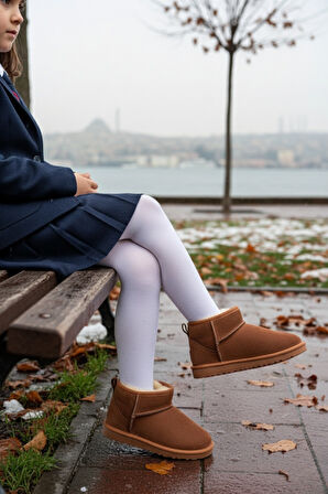 Muggo FROZİE Çocuk Kalın Taban İçi Tüylü Günlük Mini Yarım Bot