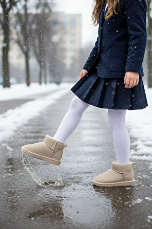 Muggo FROZİE Çocuk Kalın Taban İçi Tüylü Günlük Mini Yarım Bot