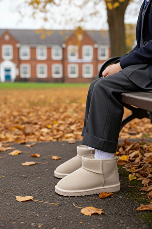 Muggo FROZİE Çocuk Kalın Taban İçi Tüylü Günlük Mini Yarım Bot