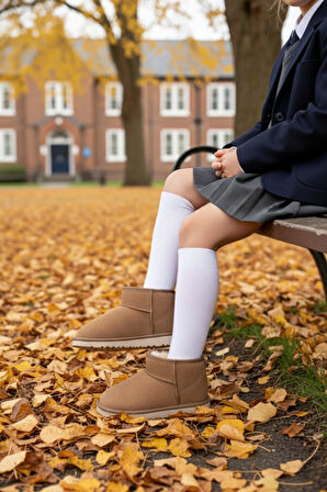 Muggo FROZİE Çocuk Kalın Taban İçi Tüylü Günlük Mini Yarım Bot