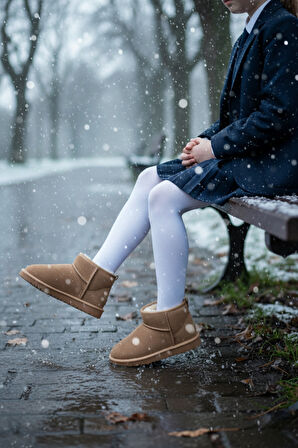 Muggo FROZİE Çocuk Kalın Taban İçi Tüylü Günlük Mini Yarım Bot