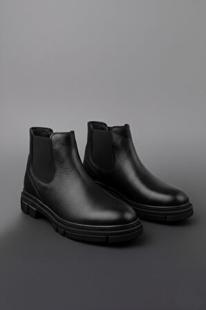 Muggo HARD Hakiki Deri Kalın Taban Erkek Kışlık Chelsea Bot