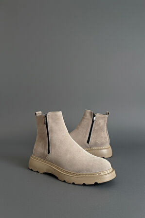 Muggo Chelsea Hakiki Deri Çift Fermuarlı Garantili Erkek Kışlık Bot