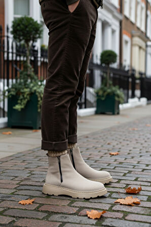 Muggo Chelsea Hakiki Deri Çift Fermuarlı Garantili Erkek Kışlık Bot