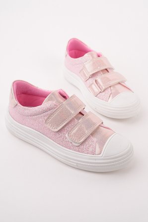 Muggo ORİELLA Kız Çocuk Cırt Cırtlı Simli Günlük Sneaker Spor Ayakkabı