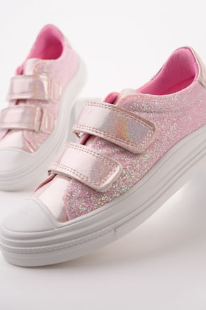 Muggo ORİELLA Kız Çocuk Cırt Cırtlı Simli Günlük Sneaker Spor Ayakkabı