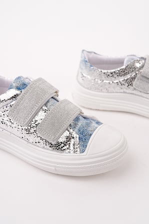 Muggo ORİELLA Kız Çocuk Cırt Cırtlı Simli Günlük Sneaker Spor Ayakkabı