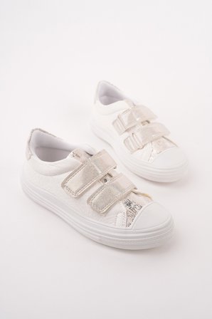Muggo ORİELLA Kız Çocuk Cırt Cırtlı Simli Günlük Sneaker Spor Ayakkabı