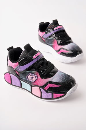 Muggo RAİNBOW Kalın Taban Cırtlı ve Bağcıklı Çocuk Sneaker Spor Ayakkabı