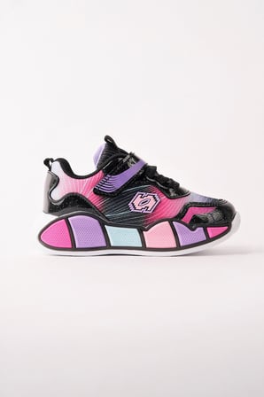 Muggo RAİNBOW Kalın Taban Cırtlı ve Bağcıklı Çocuk Sneaker Spor Ayakkabı