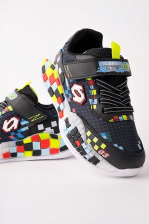 Muggo BLOCK Renkli Blok Tabanlı Cırtlı ve Bağcıklı Çocuk Sneaker Spor Ayakkabı
