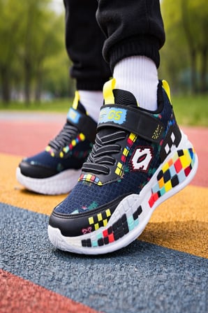 Muggo BLOCK Renkli Blok Tabanlı Cırtlı ve Bağcıklı Çocuk Sneaker Spor Ayakkabı