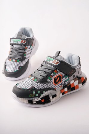 Muggo BLOCK Renkli Blok Tabanlı Cırtlı ve Bağcıklı Çocuk Sneaker Spor Ayakkabı