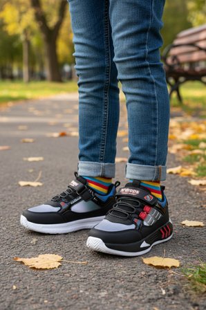 Muggo ZUZU Cırtlı ve Bağcıklı Günlük Çocuk Sneaker Spor Ayakkabı