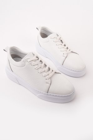Muggo LEONS Hakiki Deri Erkek Kalın Taban Bağcıklı Günlük Casual Sneaker