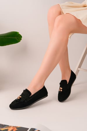 Muggo FAWN Renkli Boncuk Detaylı Kadın Günlük Loafer Ayakkabı
