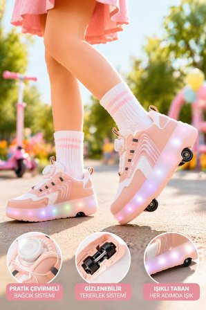 Muggo FLOW Çocuk Işıklı Patenli Tekerlekli Sneaker Spor Ayakkabı