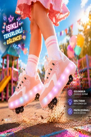 Muggo FLOW Çocuk Işıklı Patenli Tekerlekli Sneaker Spor Ayakkabı