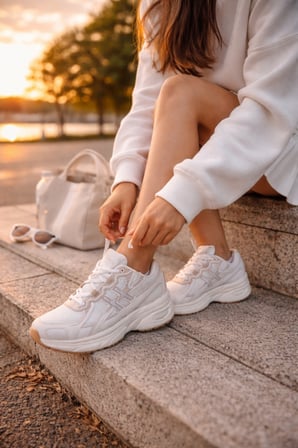 Muggo HYNEX Kadın Kalın Taban Bağcıklı Günlük Sneaker Spor Ayakkabı