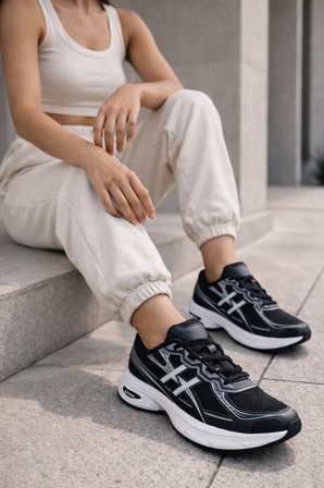 Muggo HYNEX Kadın Kalın Taban Bağcıklı Günlük Sneaker Spor Ayakkabı