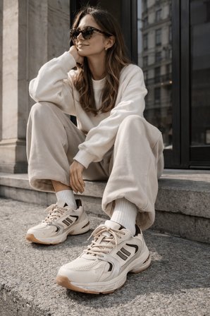 Muggo SHİFT Kadın Kalın Taban Bağcıklı Günlük Sneaker Spor Ayakkabı