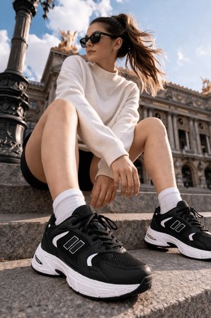 Muggo SHİFT Kadın Kalın Taban Bağcıklı Günlük Sneaker Spor Ayakkabı