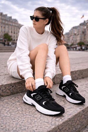 Muggo SHİFT Kadın Kalın Taban Bağcıklı Günlük Sneaker Spor Ayakkabı