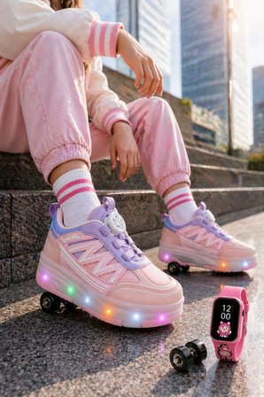 Muggo SKY Çocuk Işıklı Patenli Tekerlekli Sneaker Spor Ayakkabı