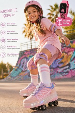 Muggo SKY Çocuk Işıklı Patenli Tekerlekli Sneaker Spor Ayakkabı