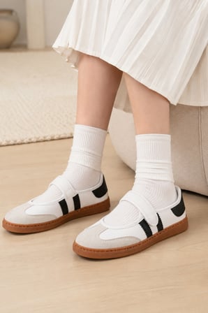 Muggo SPEED Kadın Cırtlı Rahat Taban Günlük Sneaker Babet Ayakkabı